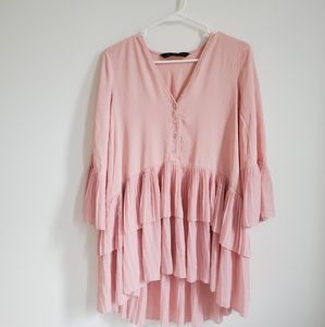 Zara Woman Chiffon Ruffled Blouse Size Medium